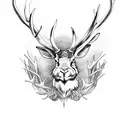 jackalope large antlers  tattoo design idea