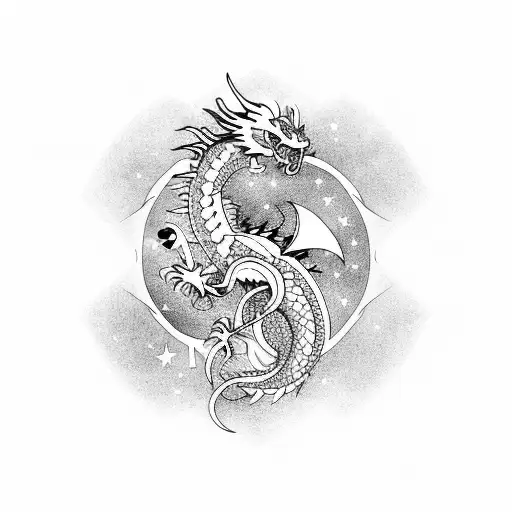 Cosmic Dragon tattoo design idea