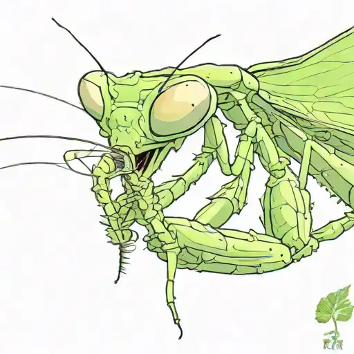 preying mantis eating a head   tattoo design idea