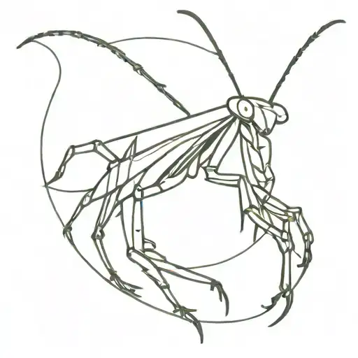 praying mantis eating a head tattoo design idea