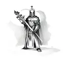 Templar knight holding a cross tattoo design idea