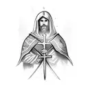 Templar knight holding a cross tattoo design idea