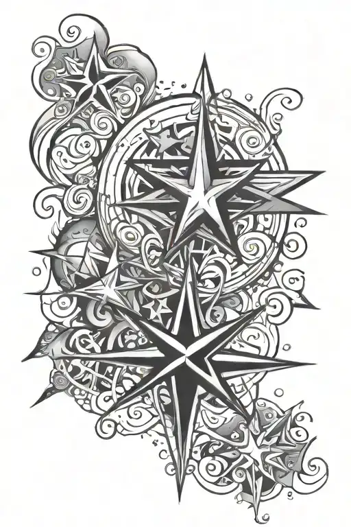 stars , family god symbol merging tattoo design idea