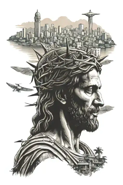 christus statue rio de janeiro with favela tattoo design idea