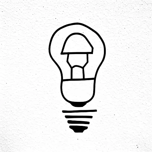 Hand holding a lightbulb tattoo design idea