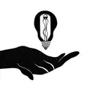 Hand holding a lightbulb tattoo design idea