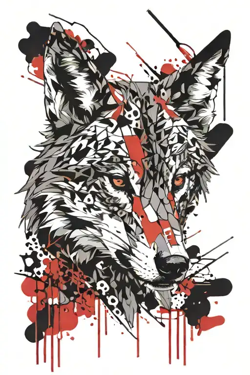 hala wolf half odin tattoo design idea