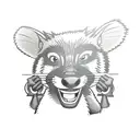 Tasmanian Devil with a confident smirk while operating a concrete mixer tattoo design idea