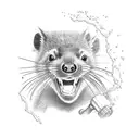 Tasmanian Devil with a confident smirk while operating a concrete mixer tattoo design idea