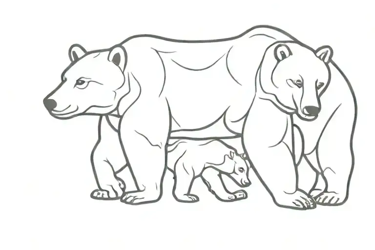 momma bear and baby bear walking tattoo design idea
