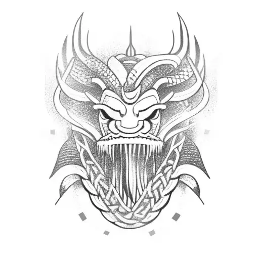 Viking ship with a dragon figure head tattoo design idea