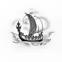 Viking ship with a dragon figure head tattoo design idea