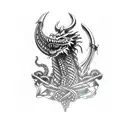 Viking ship with a dragon figure head tattoo design idea