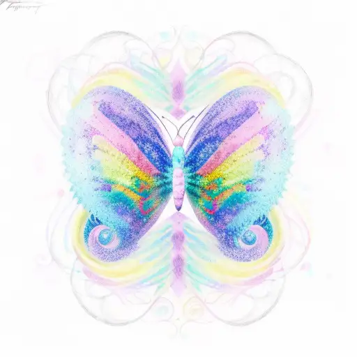 rainbow infinity symbol with pastel rainbow butterfly wings at the top tattoo design idea