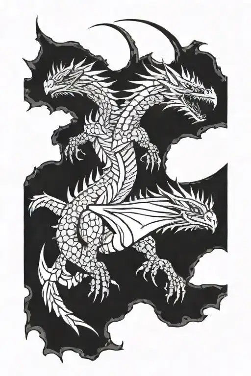 Skyrim  Alduin and parthanax dragon flying tattoo design idea