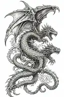 Alduin and parthanax dragon flying tattoo design idea