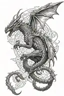 Alduin and parthanax dragon flying tattoo design idea