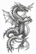 Alduin Skyrim dragon flying tattoo design idea