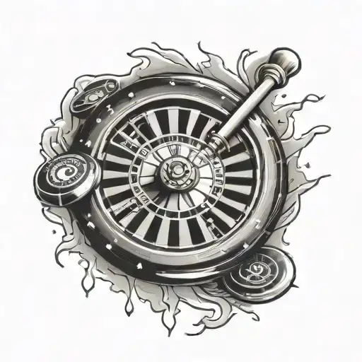 ice hockey , roulette wheel tattoo design idea