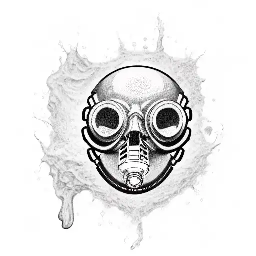 gasmask skull rotting tattoo design idea