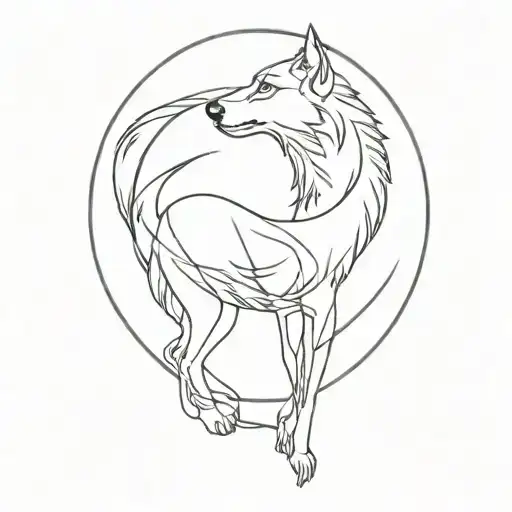 An infinity loop intertwined with a wolf silhouette, representing unattained love and transformation tattoo design idea
