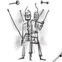 create a unique tattoo for me.  I want it to be a person playing a fiddle, but in the style of Giacometti's famous tall  tattoo design idea