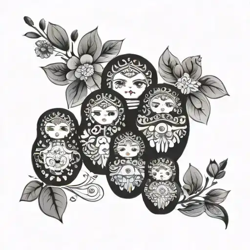 Incorporate elements of traditional Russian nesting dolls (matryoshka) into a unique tattoo design tattoo design idea