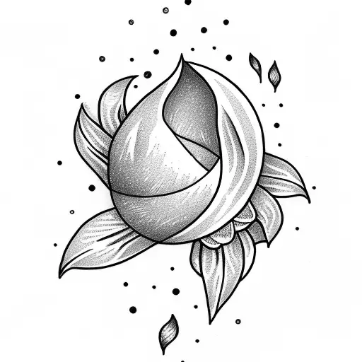 crescent moon surrounded by a daffodil and the words "i love you" tattoo design idea