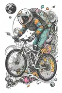 space and bicycle tattoo design idea