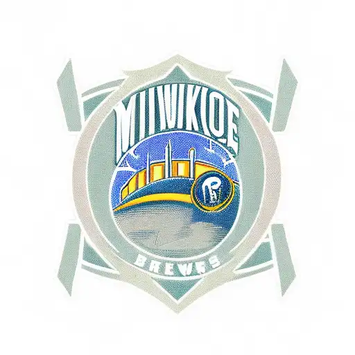 Milwaukee skyline with brewers and bucks logos tattoo design idea