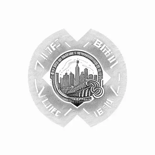 Milwaukee skyline with brewers and bucks logos tattoo design idea