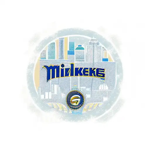 Milwaukee skyline with brewers and bucks logos tattoo design idea