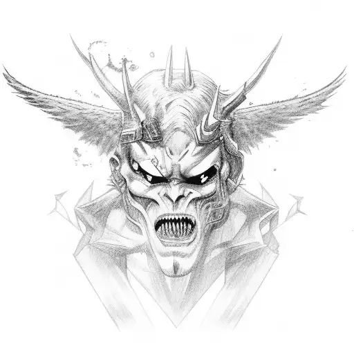 demon forrest heart angel fight tattoo design idea