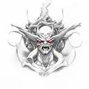 demon forrest heart angel fight tattoo design idea