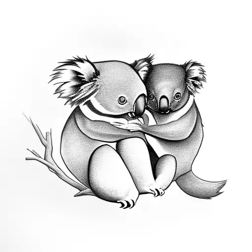 a koala hugging a heart tattoo design idea