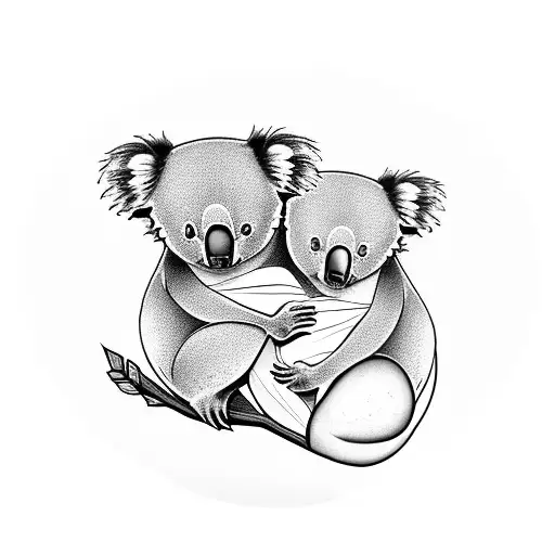 koala hugging a heart tattoo design idea