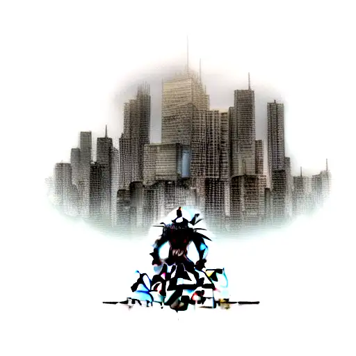 Witcher 3 signs in a cyberpunk aesthetic  tattoo design idea