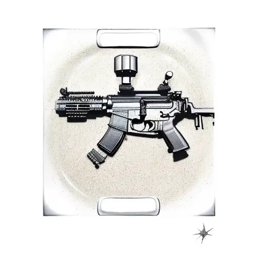 army plate with a rocket ne-ar it and m16 rifle tattoo design idea