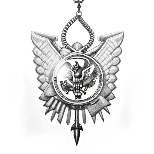 army necklace, rocket and m16 rifle tattoo design idea