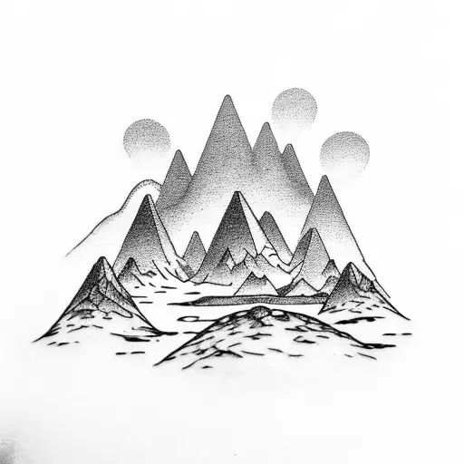 mountains with mushrooms tattoo design idea
