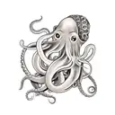 Squid and octopus hugging each other tattoo design idea