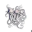 Squid and octopus hugging each other tattoo design idea