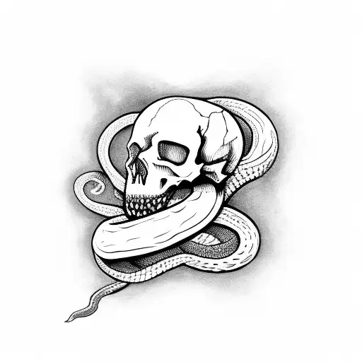 Skull and snake tattoo design idea