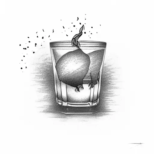 A glass of whiskey on fire symbolizing new beginnings and transformation tattoo design idea