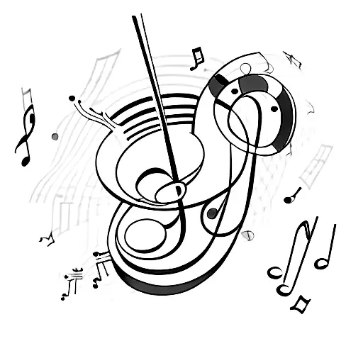 a music note being drawn by an Aeroplane tattoo design idea