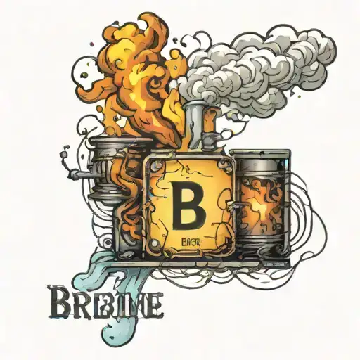 A tattoo representing the element Br (bromine) from the periodic table, referencing Breaking Bad, with some light smoke  tattoo design idea