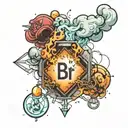A tattoo representing the element Br (bromine) from the periodic table, referencing Breaking Bad, with some light smoke  tattoo design idea