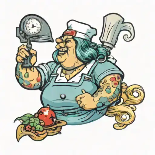 Angry fat nurse tattoo design idea