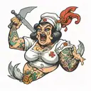 Angry fat nurse tattoo design idea