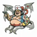 Angry fat nurse tattoo design idea